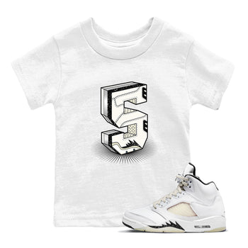 Air Jordan 5 Sail shirt to match jordans Number Statue sneaker tees Jordan 5 SE Sail Streetwear Brand SNRT Sneaker Tees baby toddler White 1 cotton Shirt