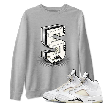 Air Jordan 5 Sail shirt to match jordans Number Statue sneaker tees Jordan 5 SE Sail Streetwear Brand SNRT Sneaker Tees unisex cotton Heather Grey 1 crew neck shirt