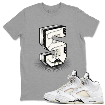 Air Jordan 5 Sail shirt to match jordans Number Statue sneaker tees Jordan 5 SE Sail Streetwear Brand SNRT Sneaker Tees unisex cotton Heather Grey 1 crew neck shirt