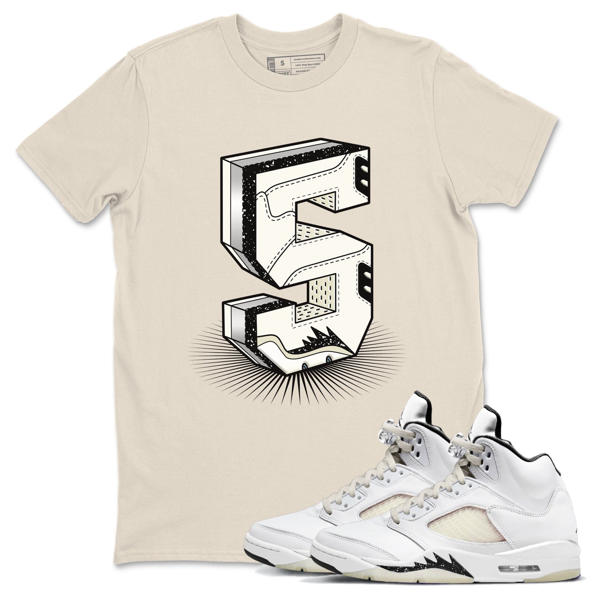 Air Jordan 5 Sail shirt to match jordans Number Statue sneaker tees Jordan 5 SE Sail Streetwear Brand SNRT Sneaker Tees unisex cotton Natural 1 crew neck shirt