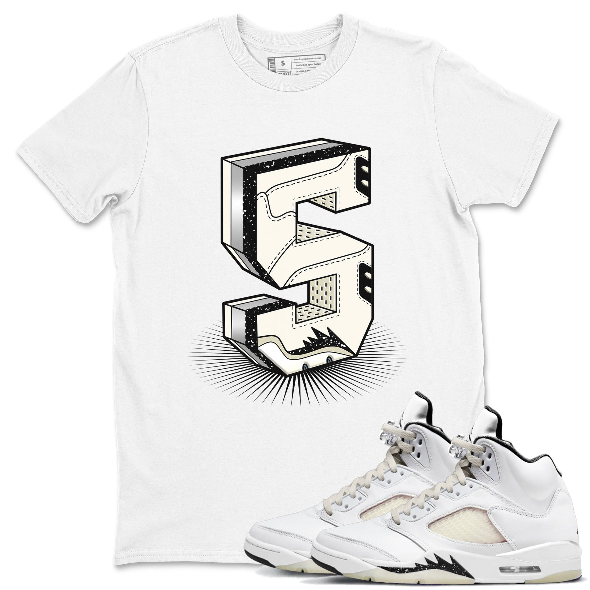 Air Jordan 5 Sail shirt to match jordans Number Statue sneaker tees Jordan 5 SE Sail Streetwear Brand SNRT Sneaker Tees unisex cotton White 1 crew neck shirt