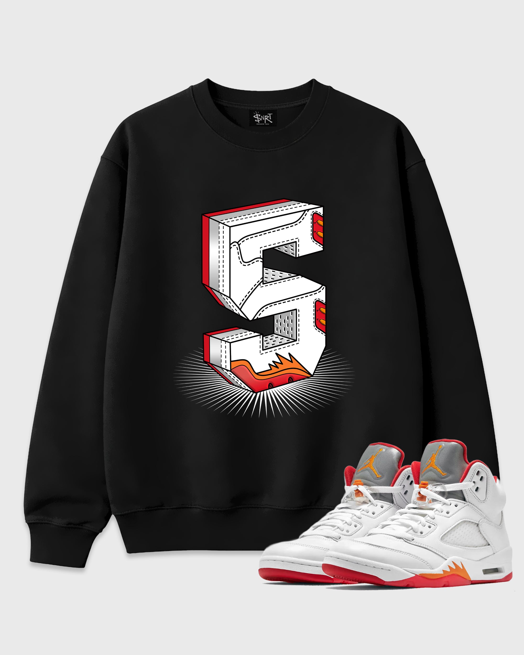 Number Statue Graphic T-Shirt featuring original streetwear artwork designed to match the Air Jordan 5 Sunset. Black 1 Graphic Tee.