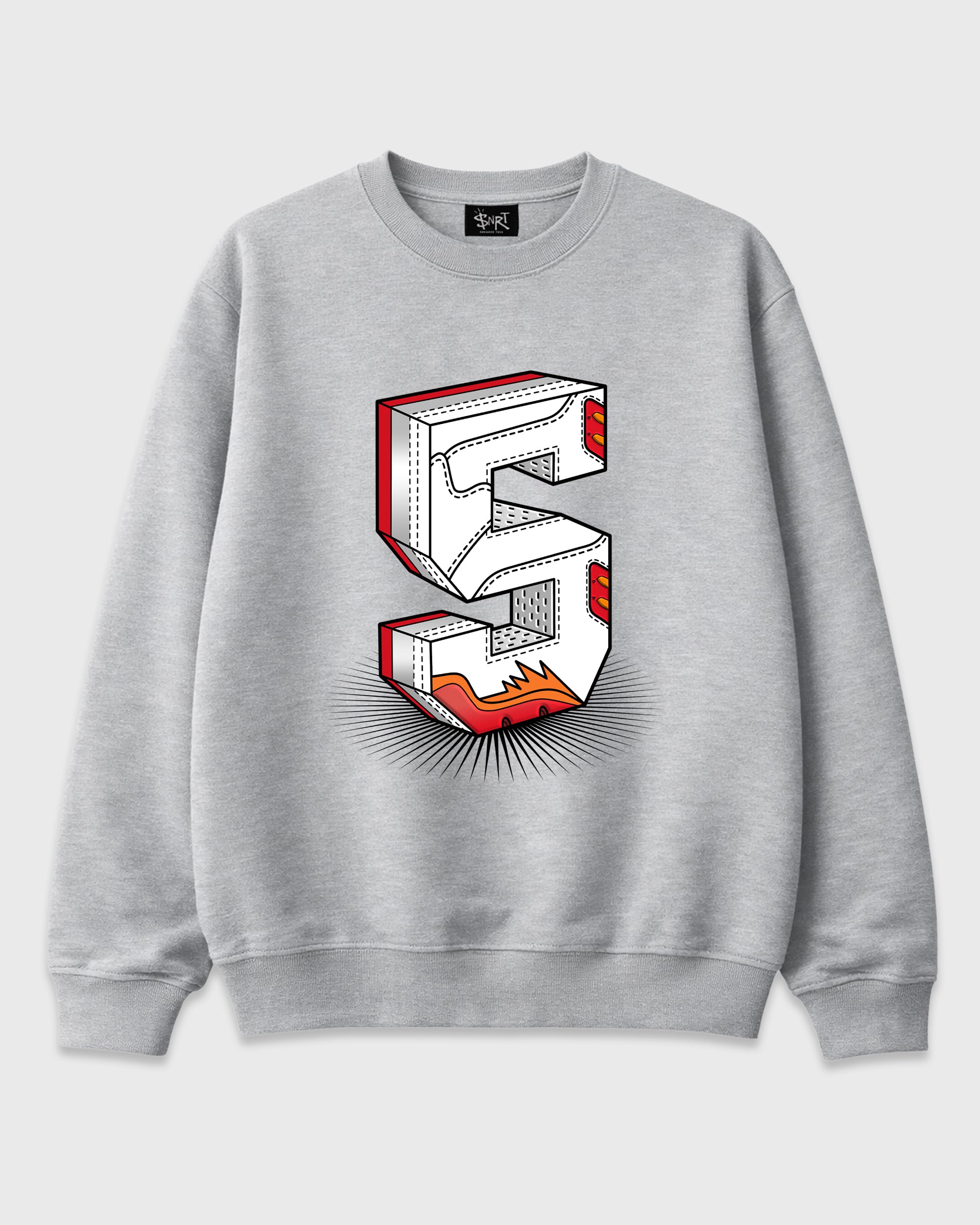 Number Statue Graphic T-Shirt featuring original streetwear artwork designed to match the Air Jordan 5 Sunset. Heather Grey 2 Graphic Tee.