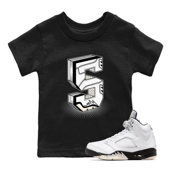 5s White Black shirts to match jordans Number Statue sneaker match tees Air Jordan 5 Retro White Black match shoes to clothes SNRT Sneaker Tees Youth Baby Black 1 tee