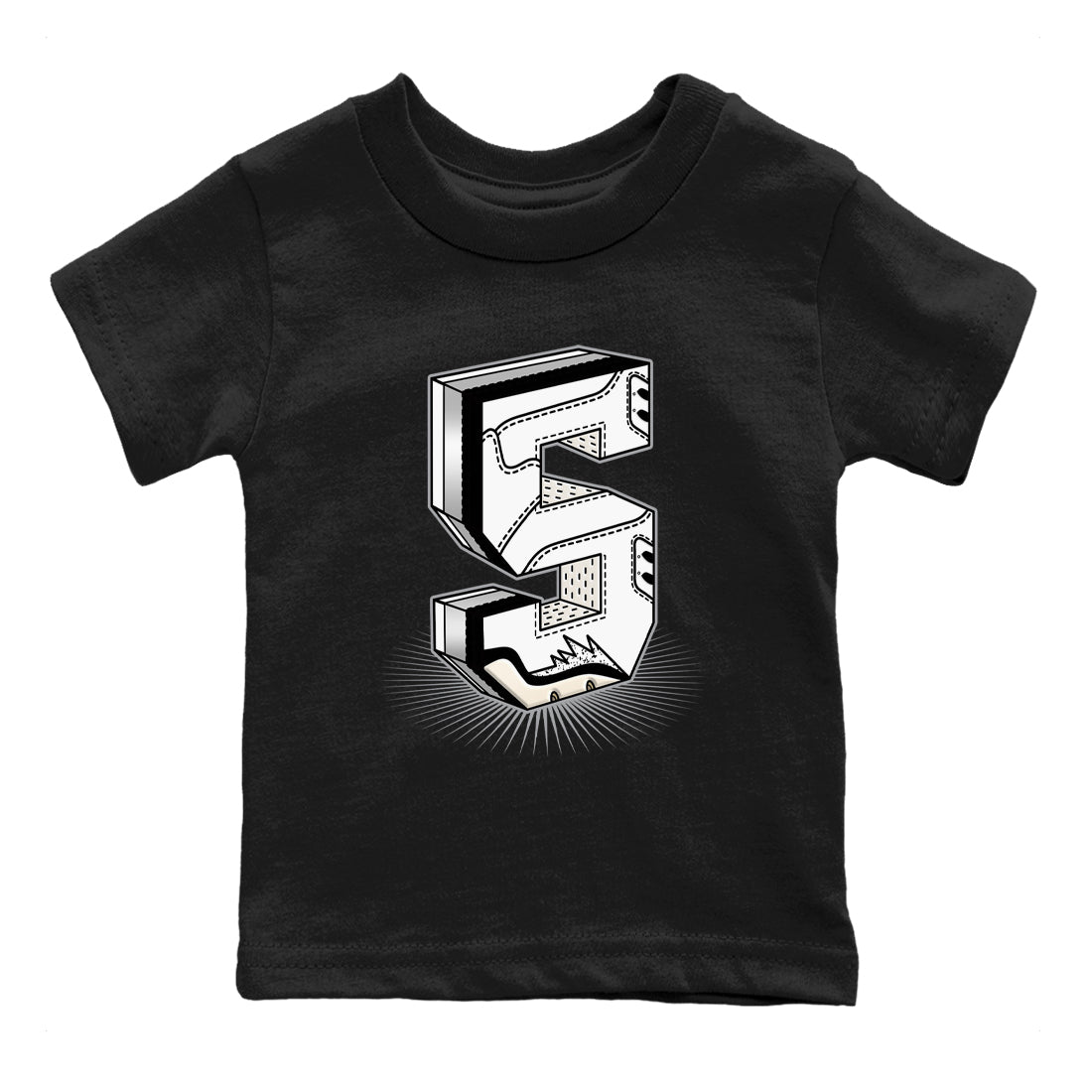 5s White Black shirts to match jordans Number Statue sneaker match tees Air Jordan 5 Retro White Black match shoes to clothes SNRT Sneaker Tees Youth Baby Black 2 tee