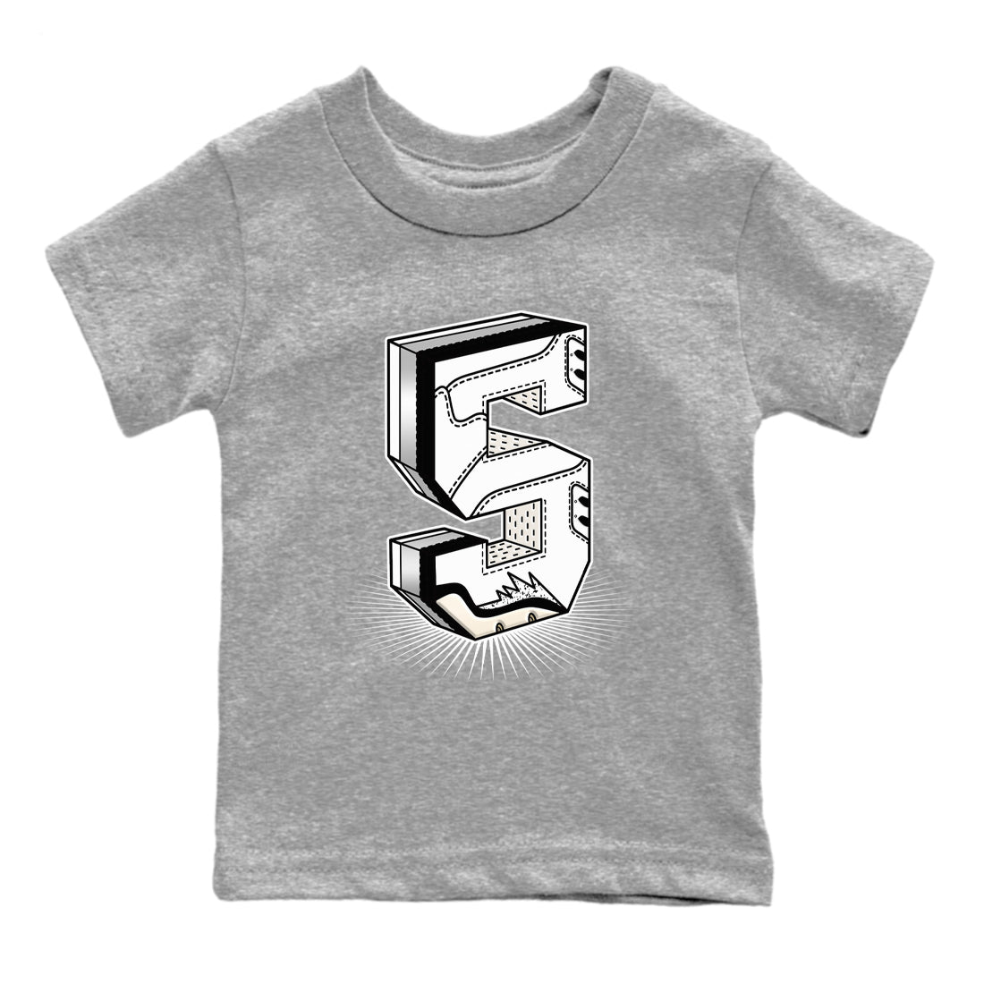 5s White Black shirts to match jordans Number Statue sneaker match tees Air Jordan 5 Retro White Black match shoes to clothes SNRT Sneaker Tees Youth Baby Heather Grey 2 tee