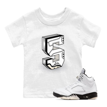 5s White Black shirts to match jordans Number Statue sneaker match tees Air Jordan 5 Retro White Black match shoes to clothes SNRT Sneaker Tees Youth Baby White 1 tee