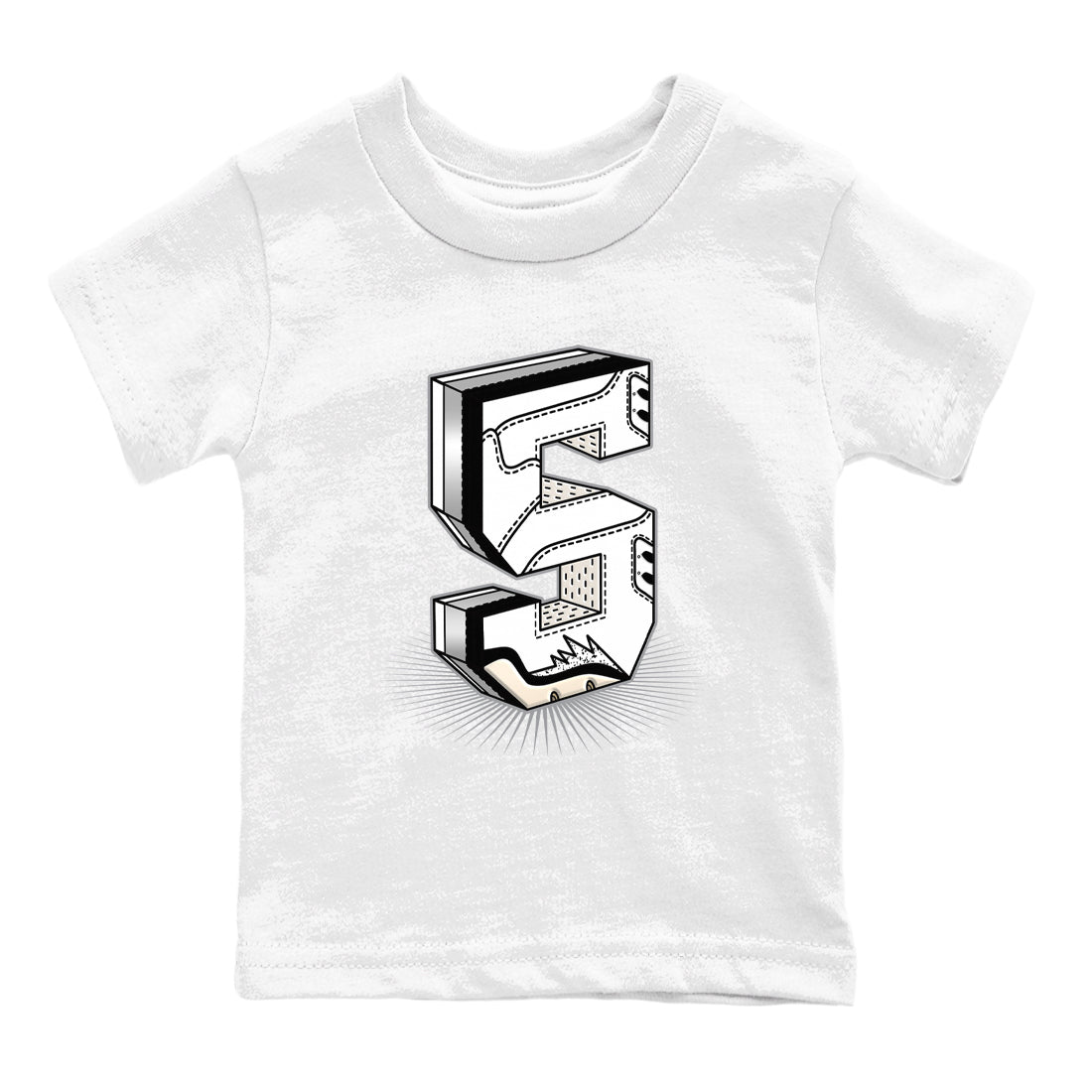 5s White Black shirts to match jordans Number Statue sneaker match tees Air Jordan 5 Retro White Black match shoes to clothes SNRT Sneaker Tees Youth Baby White 2 tee