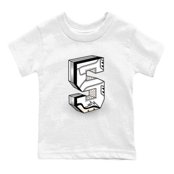 5s White Black shirts to match jordans Number Statue sneaker match tees Air Jordan 5 Retro White Black match shoes to clothes SNRT Sneaker Tees Youth Baby White 2 tee