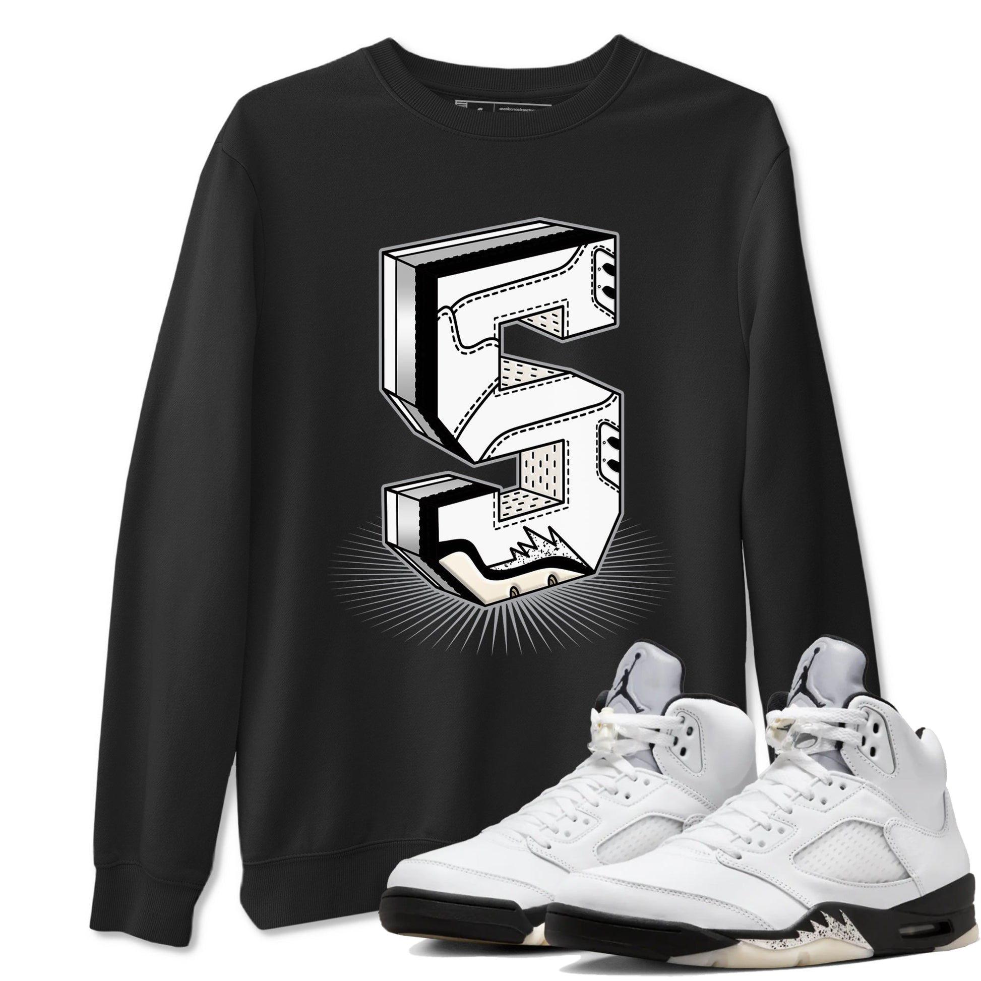 5s White Black shirts to match jordans Number Statue sneaker match tees Air Jordan 5 Retro White Black match shoes to clothes SNRT Sneaker Tees unisex cotton Black 1 shirts