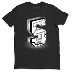 5s White Black shirts to match jordans Number Statue sneaker match tees Air Jordan 5 Retro White Black match shoes to clothes SNRT Sneaker Tees unisex cotton Black 2 shirts