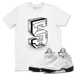 5s White Black shirts to match jordans Number Statue sneaker match tees Air Jordan 5 Retro White Black match shoes to clothes SNRT Sneaker Tees unisex cotton White 1 shirts