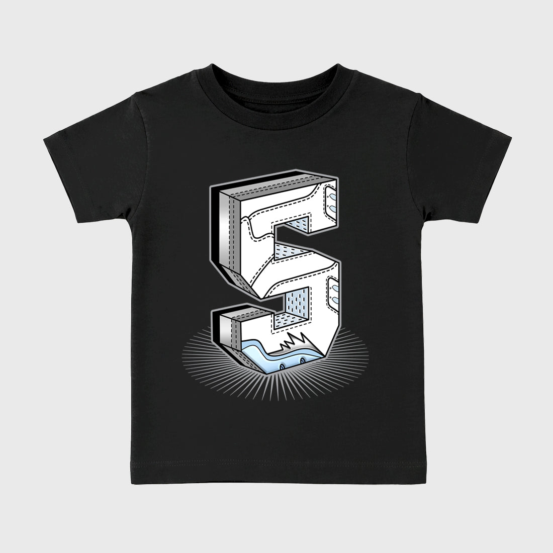 Sneaker match tees – Sneaker Tees To Match Air Jordan 5 White Metallic Shoes – Number Statue Kids T-Shirt Black 2