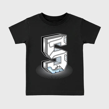 Sneaker match tees – Sneaker Tees To Match Air Jordan 5 White Metallic Shoes – Number Statue Kids T-Shirt Black 2
