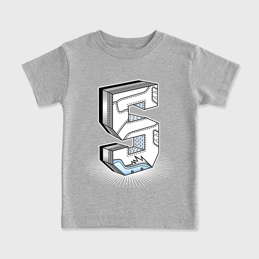 Sneaker match tees – Sneaker Tees To Match Air Jordan 5 White Metallic Shoes – Number Statue Kids T-Shirt Heather Grey 2