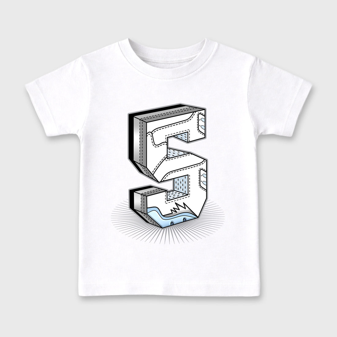 Sneaker match tees – Sneaker Tees To Match Air Jordan 5 White Metallic Shoes – Number Statue Kids T-Shirt White 2