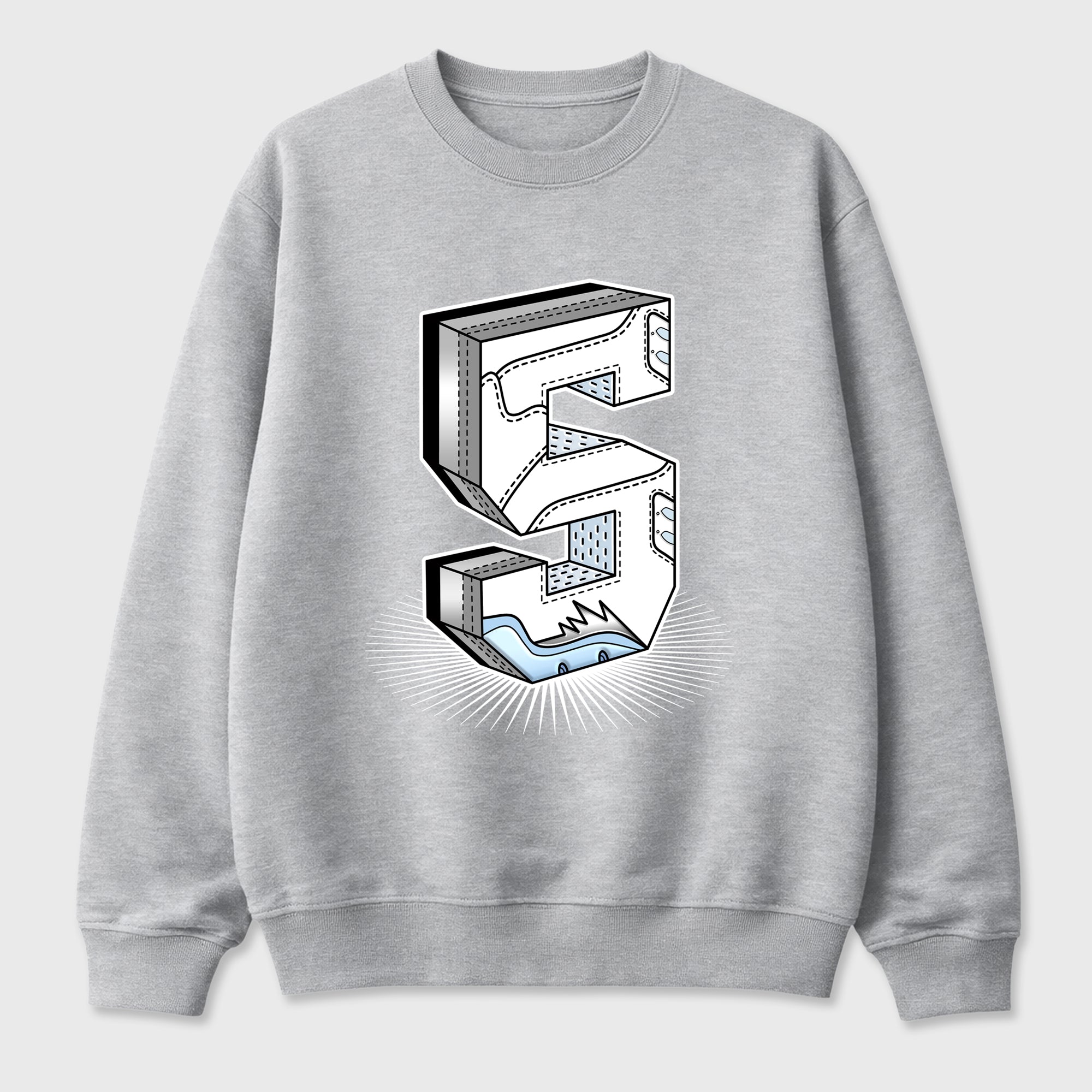 Sneaker match tees – Sneaker Tees To Match Air Jordan 5 White Metallic Shoes – Number Statue Tee Heather Grey 2