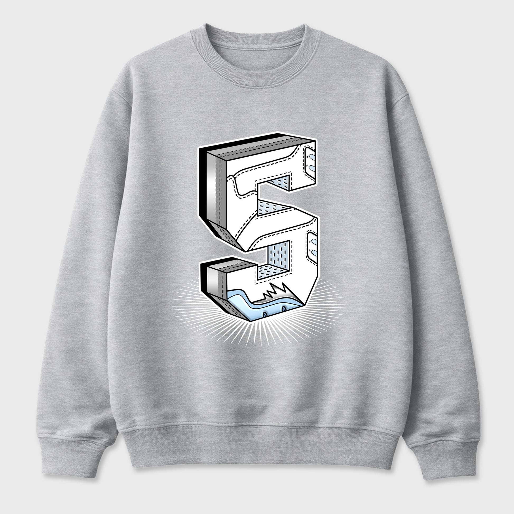 Sneaker match tees – Sneaker Tees To Match Air Jordan 5 White Metallic Shoes – Number Statue Tee Heather Grey 2