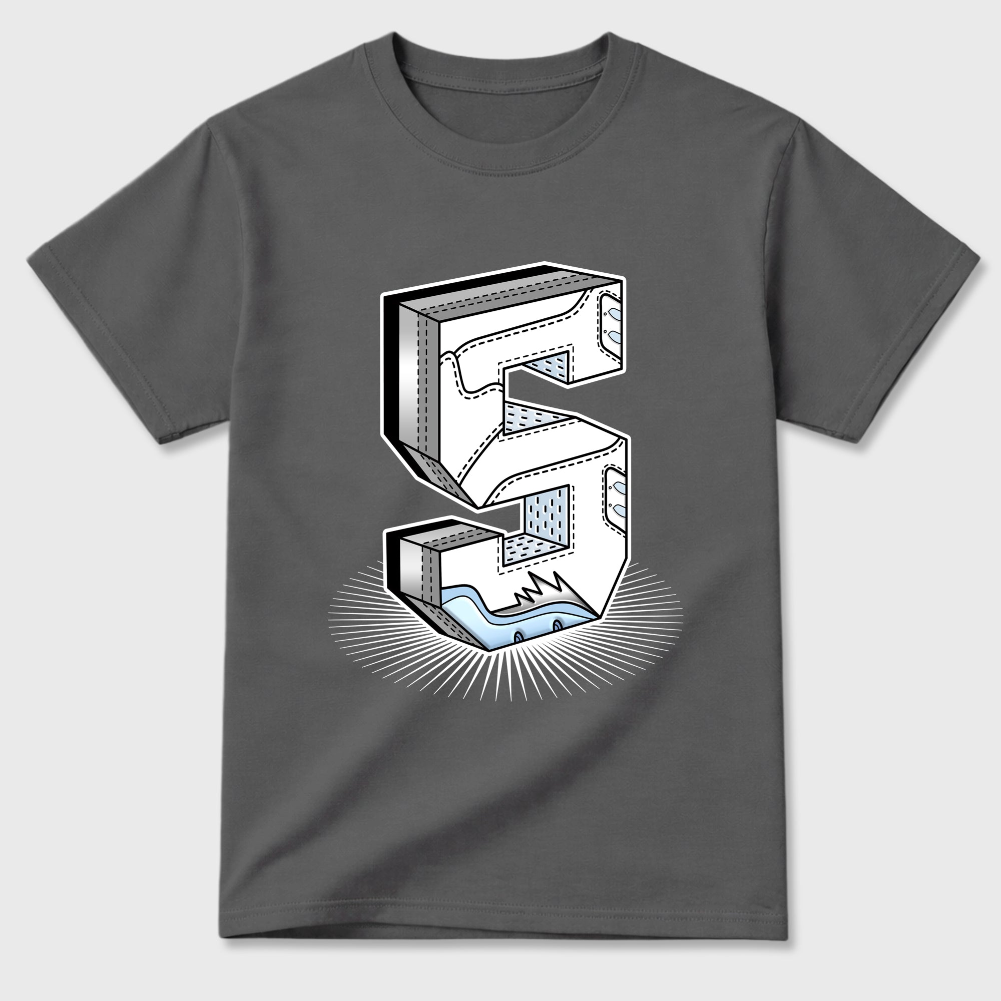 Sneaker match tees – Sneaker Tees To Match Air Jordan 5 White Metallic Shoes – Number Statue Tee Cool Grey 2