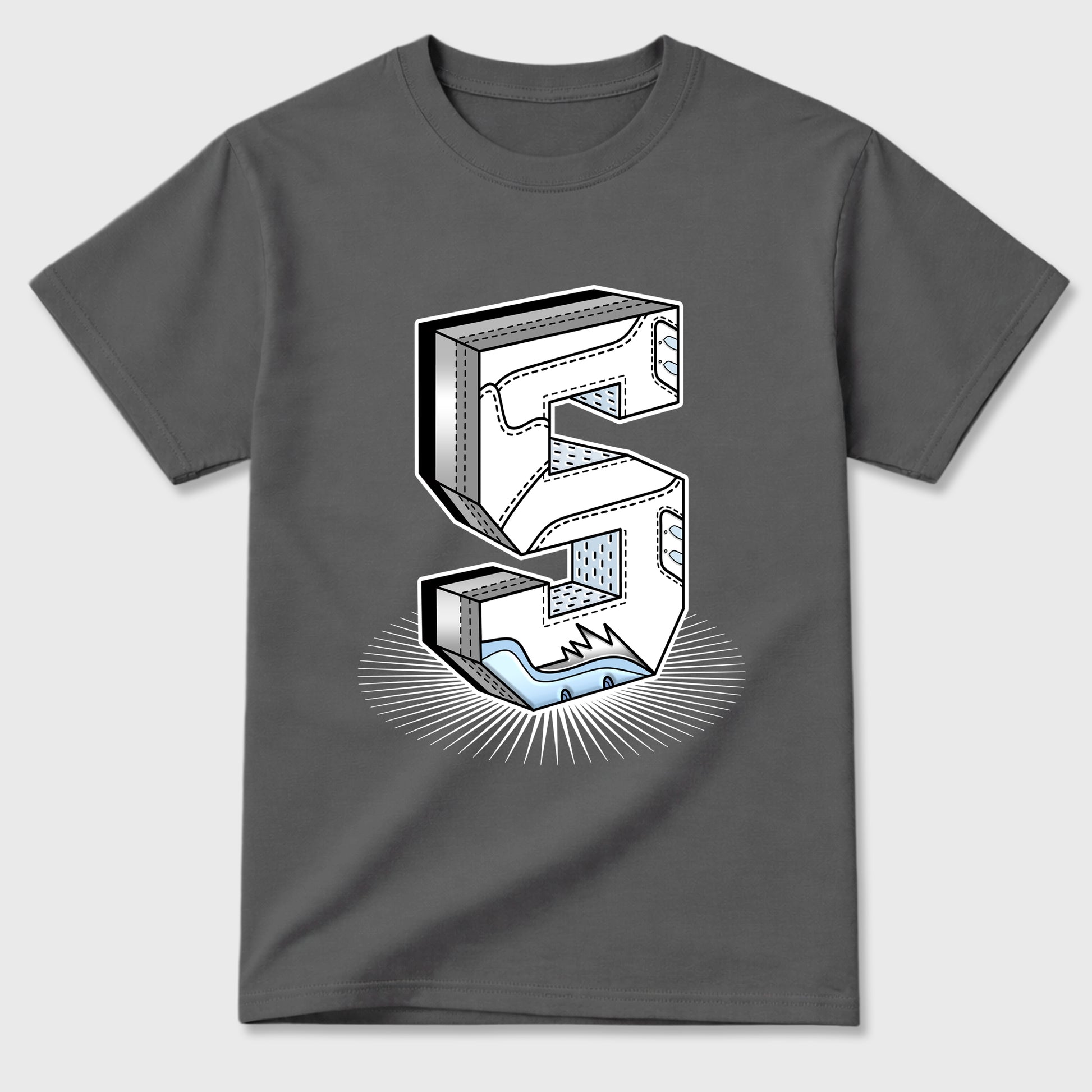 Sneaker match tees – Sneaker Tees To Match Air Jordan 5 White Metallic Shoes – Number Statue Tee Cool Grey 2