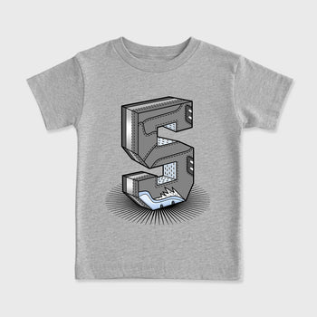 Sneaker match tees – Sneaker Tees To Match Air Jordan 5 Wolf Grey Shoes – Number Statue Kids T-Shirt Heather Grey 2