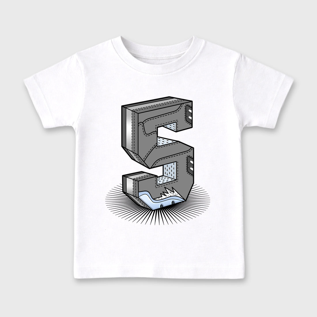 Sneaker match tees – Sneaker Tees To Match Air Jordan 5 Wolf Grey Shoes – Number Statue Kids T-Shirt White 2