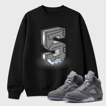 Sneaker match tees – Sneaker Tees To Match Air Jordan 5 Wolf Grey Shoes – Number Statue Tee Black 1