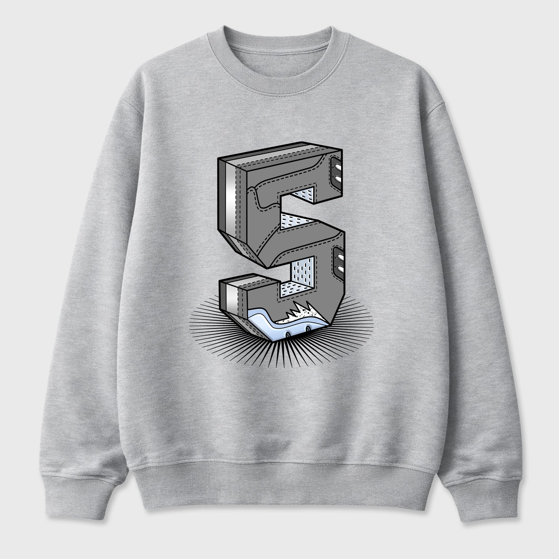 Sneaker match tees – Sneaker Tees To Match Air Jordan 5 Wolf Grey Shoes – Number Statue Tee Heather Grey 2