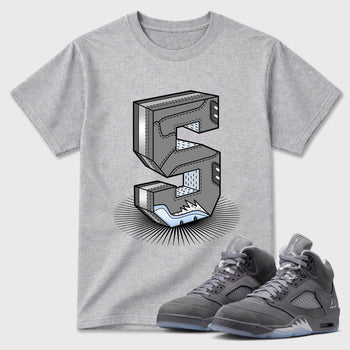 Sneaker match tees – Sneaker Tees To Match Air Jordan 5 Wolf Grey Shoes – Number Statue Tee Heather Grey 1