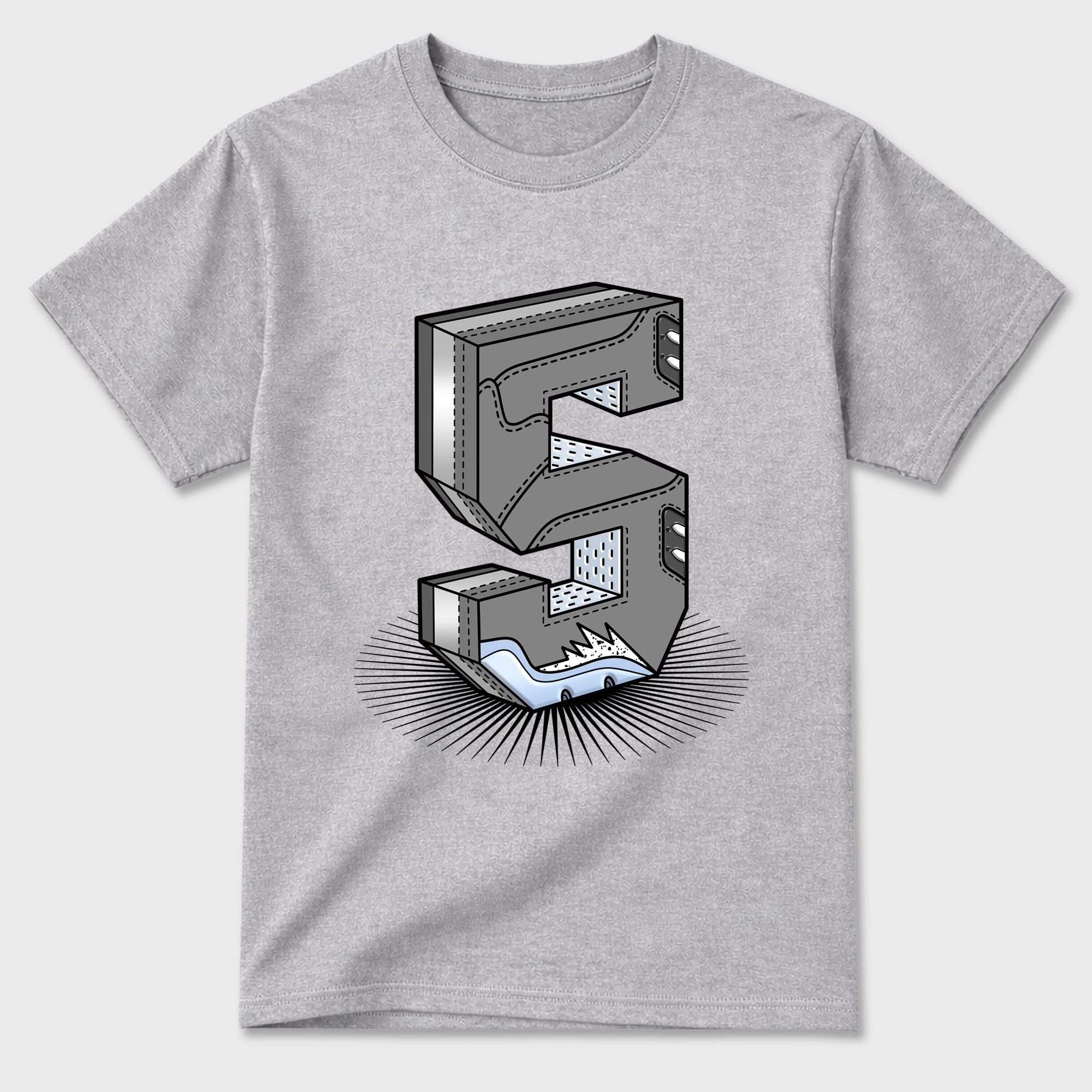 Sneaker match tees – Sneaker Tees To Match Air Jordan 5 Wolf Grey Shoes – Number Statue Tee Heather Grey 2