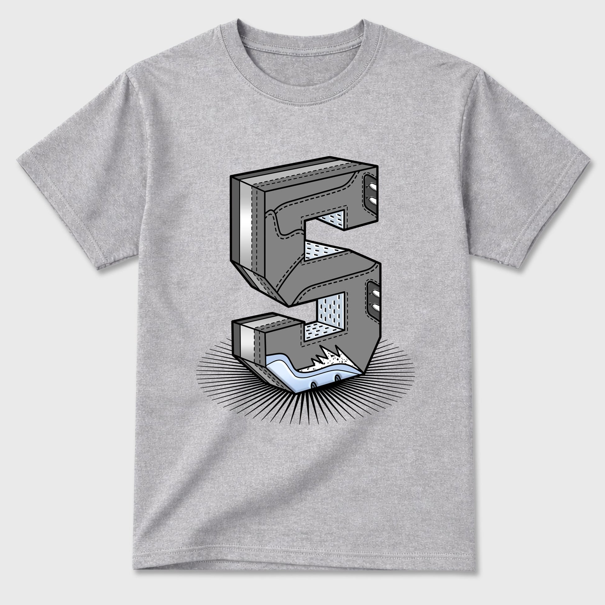 Sneaker match tees – Sneaker Tees To Match Air Jordan 5 Wolf Grey Shoes – Number Statue Tee Heather Grey 2