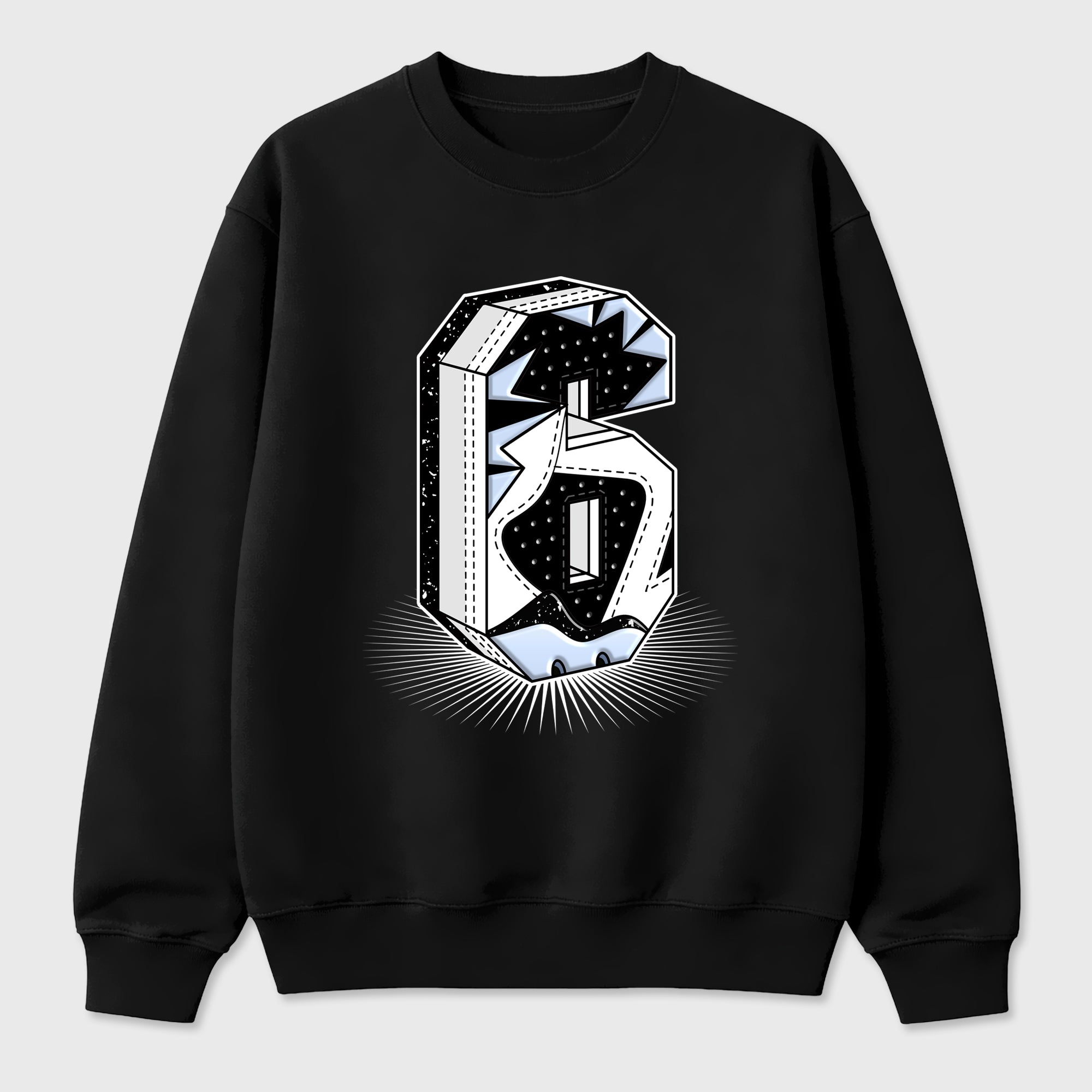 Number Statue Graphic T-Shirt featuring original streetwear artwork designed to match the Air Jordan 6 Black and White. Black 2 Graphic Tee.