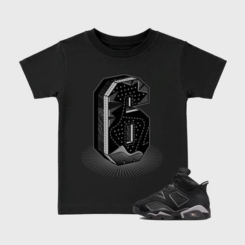 Sneaker match tees – Sneaker Tees To Match Air Jordan 6 Cap and Gown Shoes – Number Statue Kids T-Shirt Black 1