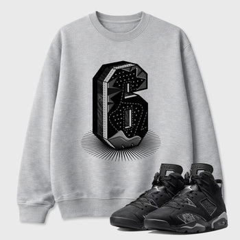 Sneaker match tees – Sneaker Tees To Match Air Jordan 6 Cap and Gown Shoes – Number Statue Tee Heather Grey 1