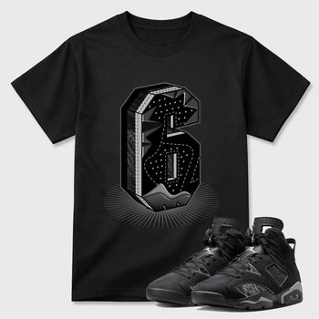Sneaker match tees – Sneaker Tees To Match Air Jordan 6 Cap and Gown Shoes – Number Statue Tee Black 1