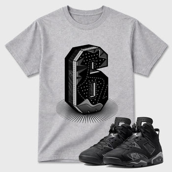 Sneaker match tees – Sneaker Tees To Match Air Jordan 6 Cap and Gown Shoes – Number Statue Tee Heather Grey 1