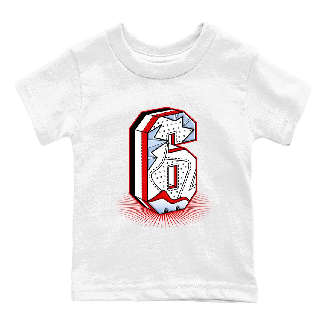 6s Fire Red shirts to match jordans Number Statue best t shirts to wear with jordans Air Jordan 6 Fire Red match shoes to clothes SNRT Sneaker Tees Youth Baby White 2 tee