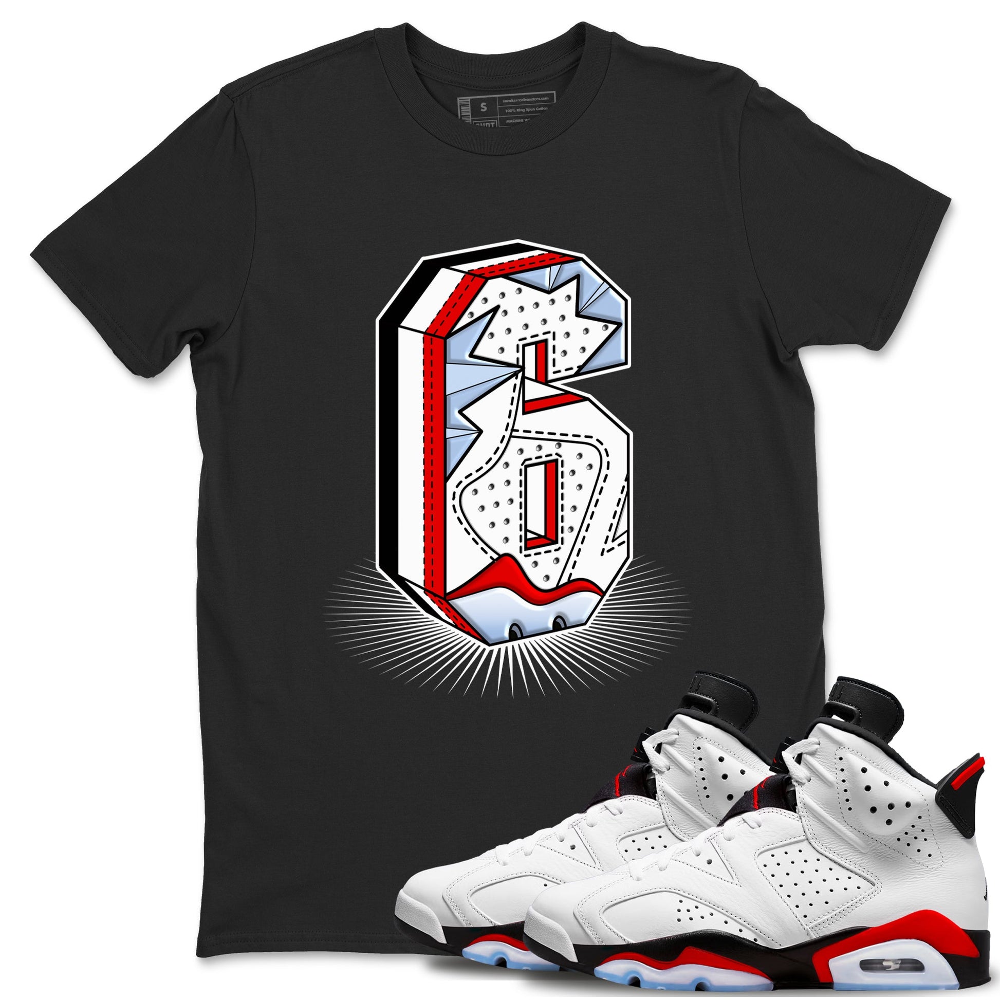 6s Fire Red shirts to match jordans Number Statue best t shirts to wear with jordans Air Jordan 6 Fire Red match shoes to clothes SNRT Sneaker Tees unisex cotton Black 1 shirts