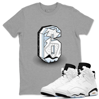 6s White Black shirt to match jordans Number Statue sneaker tees Air Jordan 6 White Black SNRT Sneaker Release Tees unisex cotton Heather Grey 1 crew neck shirt