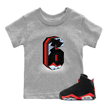 Perfect Valentine's Day Gifts graphic tee  – Sneaker Tees To Match Air Jordan 6 Reverse Infrared – Number Statue Kids Graphic T-Shirt Heather Grey 1