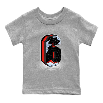 Perfect Valentine's Day Gifts graphic tee  – Sneaker Tees To Match Air Jordan 6 Reverse Infrared – Number Statue Kids Graphic T-Shirt Heather Grey 2