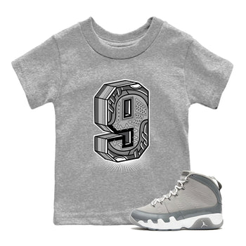 9s Cool Grey best t shirts to wear with jordans Number Statue sneaker match tees Air Jordan 9 Retro Cool Grey match shoes to clothes SNRT Sneaker Tees Youth Baby Heather Grey 1 tee