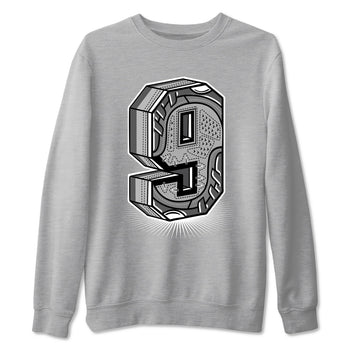 9s Cool Grey best t shirts to wear with jordans Number Statue sneaker match tees Air Jordan 9 Retro Cool Grey match shoes to clothes SNRT Sneaker Tees unisex cotton Heather Grey 2 shirts