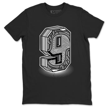 9s Cool Grey best t shirts to wear with jordans Number Statue sneaker match tees Air Jordan 9 Retro Cool Grey match shoes to clothes SNRT Sneaker Tees unisex cotton Black 2 shirts
