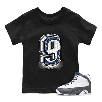 Perfect Valentine's Day Gifts graphic tee  – Sneaker Tees To Match Air Jordan 9 Flint Grey – Number Statue Kids Graphic T-Shirt Black 1