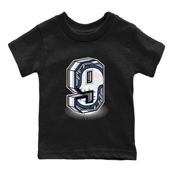 Perfect Valentine's Day Gifts graphic tee  – Sneaker Tees To Match Air Jordan 9 Flint Grey – Number Statue Kids Graphic T-Shirt Black 2