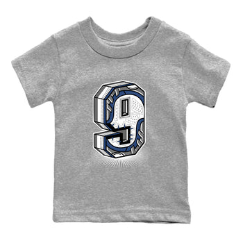 Perfect Valentine's Day Gifts graphic tee  – Sneaker Tees To Match Air Jordan 9 Flint Grey – Number Statue Kids Graphic T-Shirt Heather Grey 2