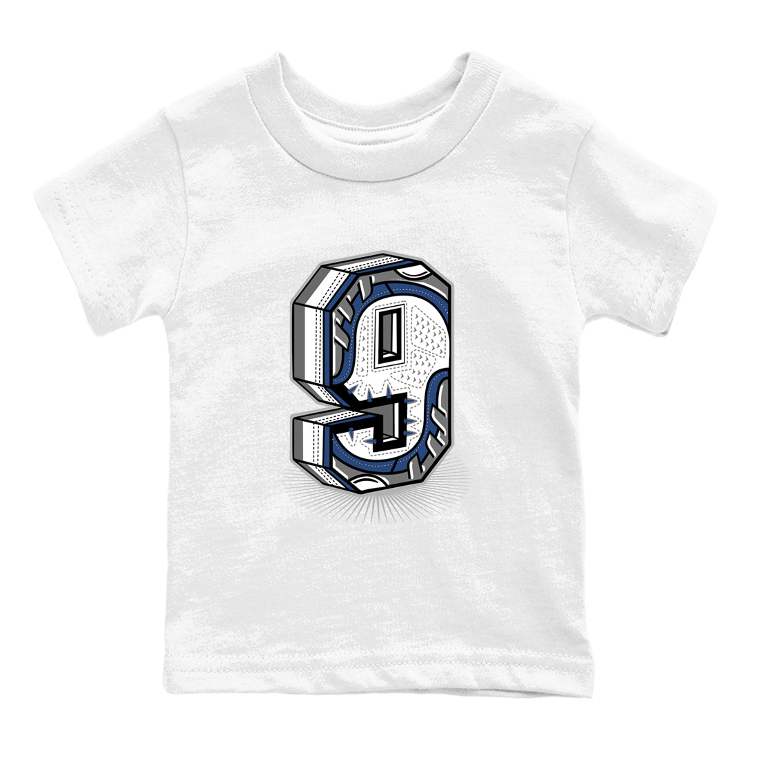 Perfect Valentine's Day Gifts graphic tee  – Sneaker Tees To Match Air Jordan 9 Flint Grey – Number Statue Kids Graphic T-Shirt White 2