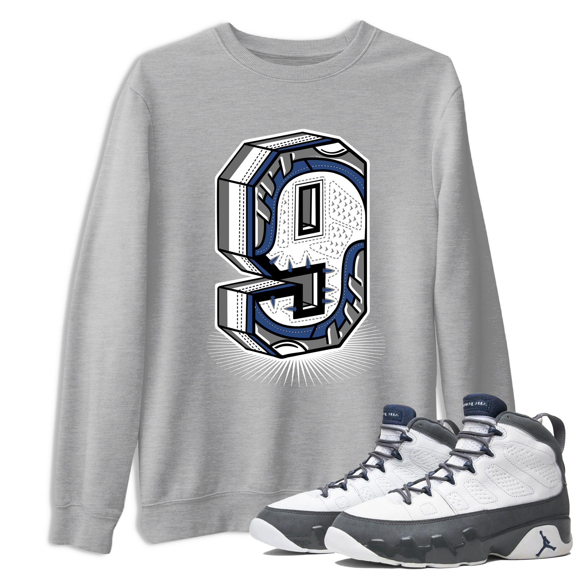 Air Jordan 9 Flint Grey | Number Statue Graphic Tee for