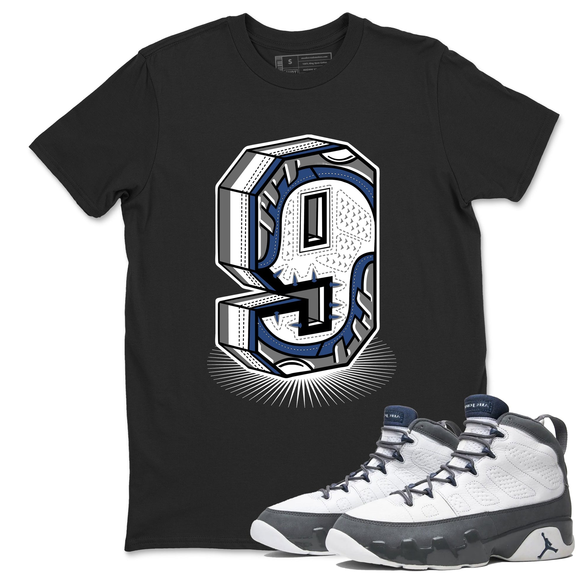 Perfect Valentine's Day Gifts graphic tee  – Sneaker Tees To Match Air Jordan 9 Flint Grey – Number Statue Tee Black 1